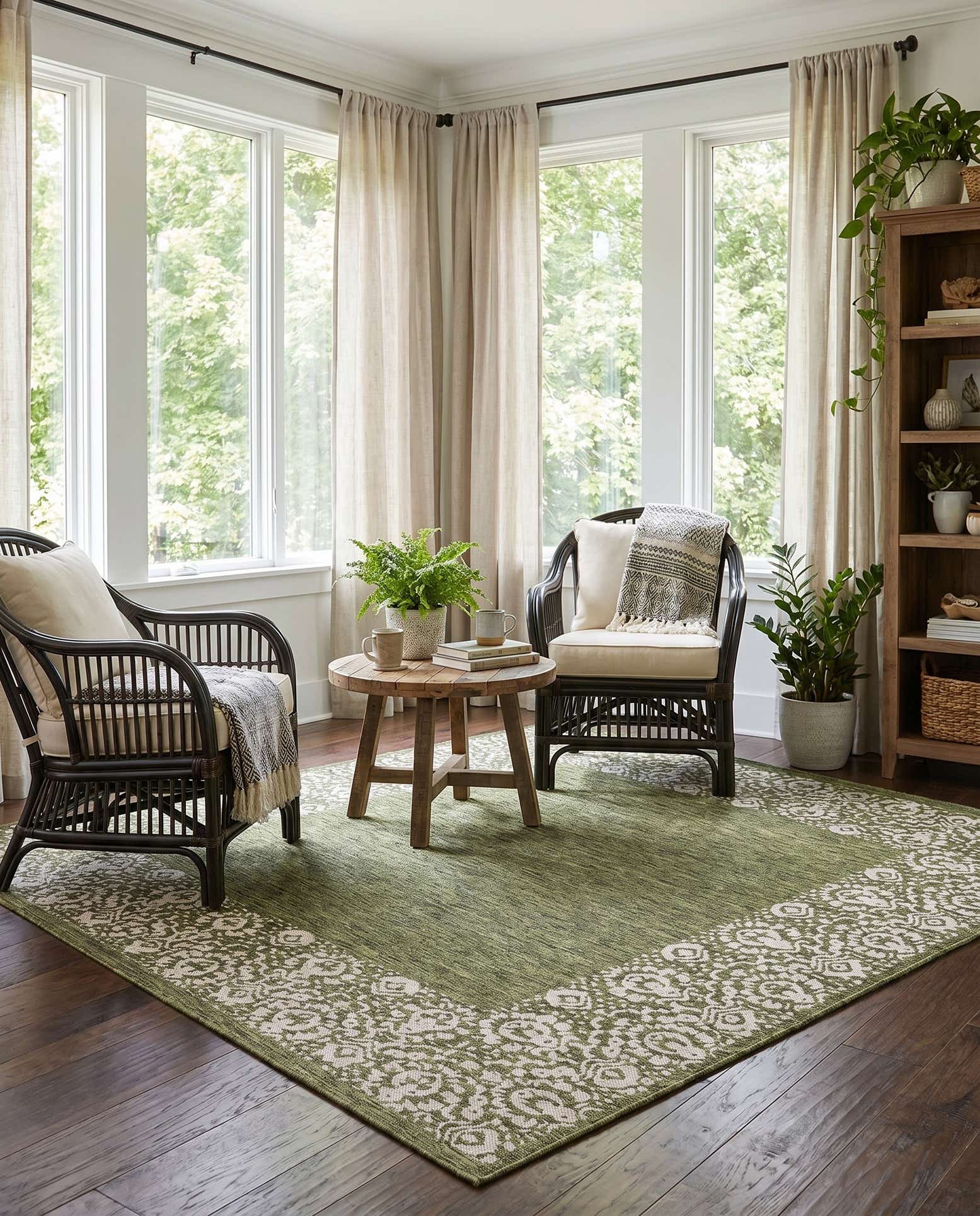 7' 10 x 7' 10 Easy-Clean Border Indoor / Outdoor Square Rug