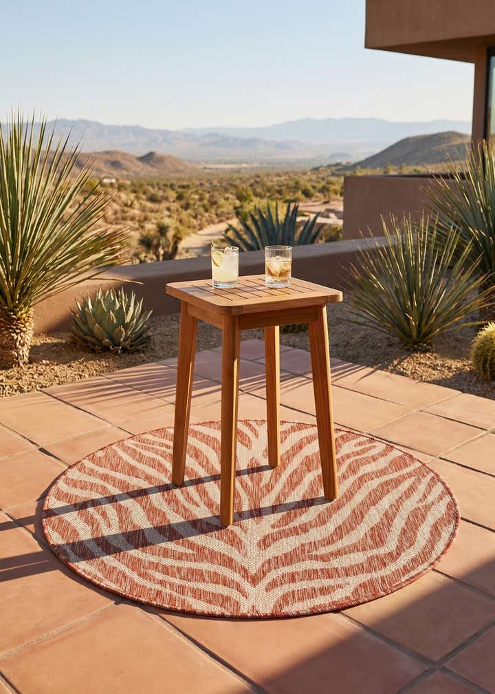 3' x 3' Easy-Clean Safari Indoor / Outdoor Round Rug