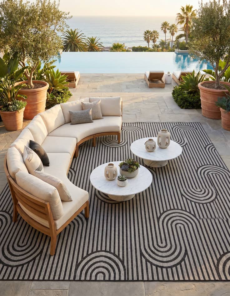 Detail image of 13' x 13' Easy-Clean Modern Indoor / Outdoor Square Rug