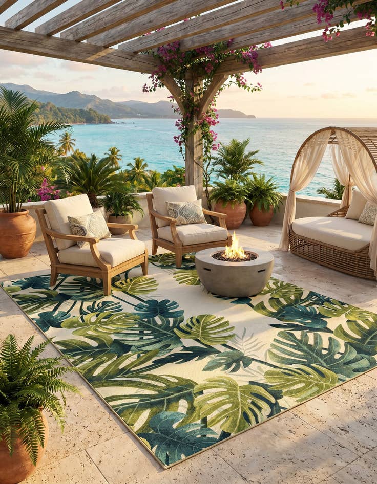 Detail image of 10' x 14' 2 Easy-Clean Botanical Indoor / Outdoor Rug