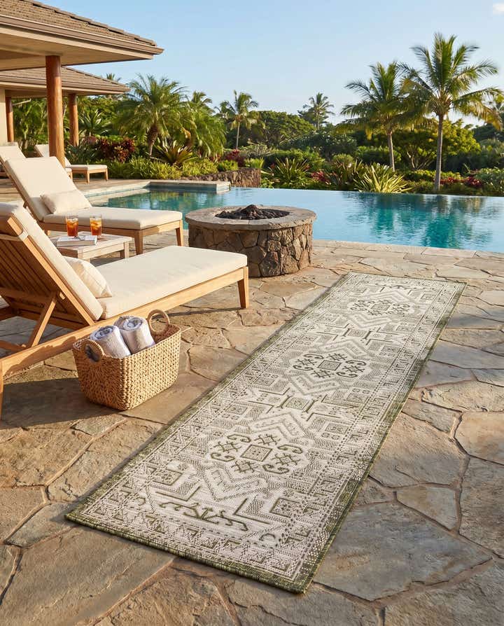 2' x 8' Easy-Clean Aztec Indoor / Outdoor Runner Rug