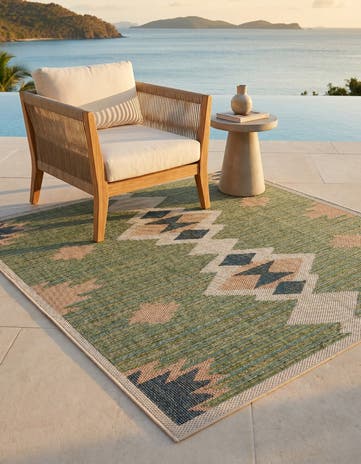 5' 3 x 5' 3 Easy-Clean Baja Indoor / Outdoor Square Rug