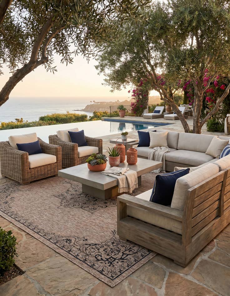 Detail image of 9' x 12' Easy-Clean Traditional Indoor / Outdoor Rug