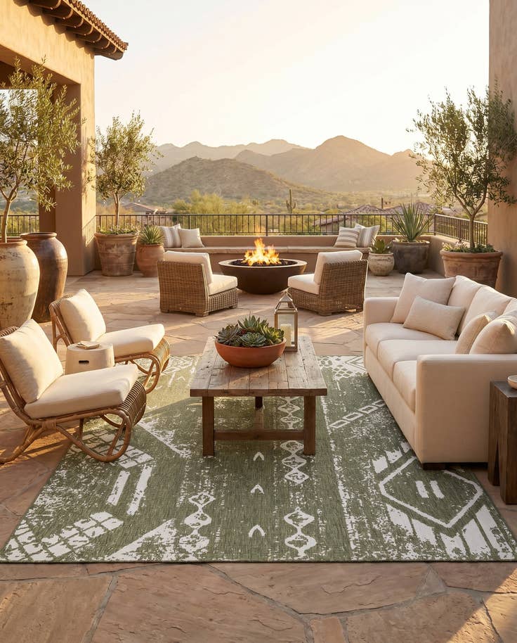 Detail image of 10' x 13' Easy-Clean Bohemian Indoor / Outdoor Rug