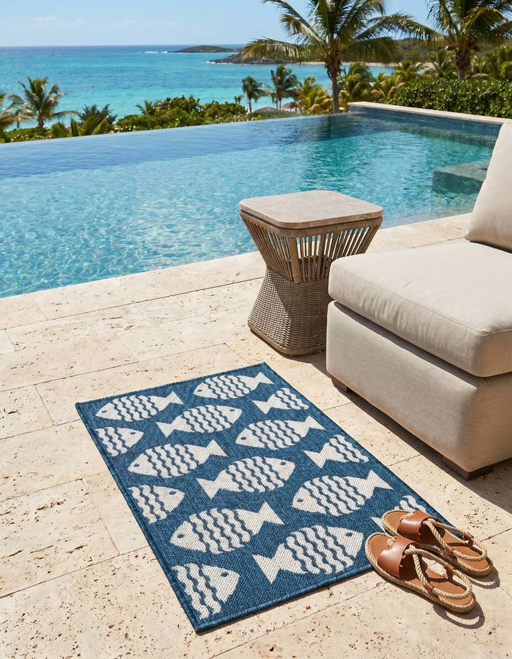 Detail image of 2' x 3' Easy-Clean Coastal Indoor / Outdoor Rug