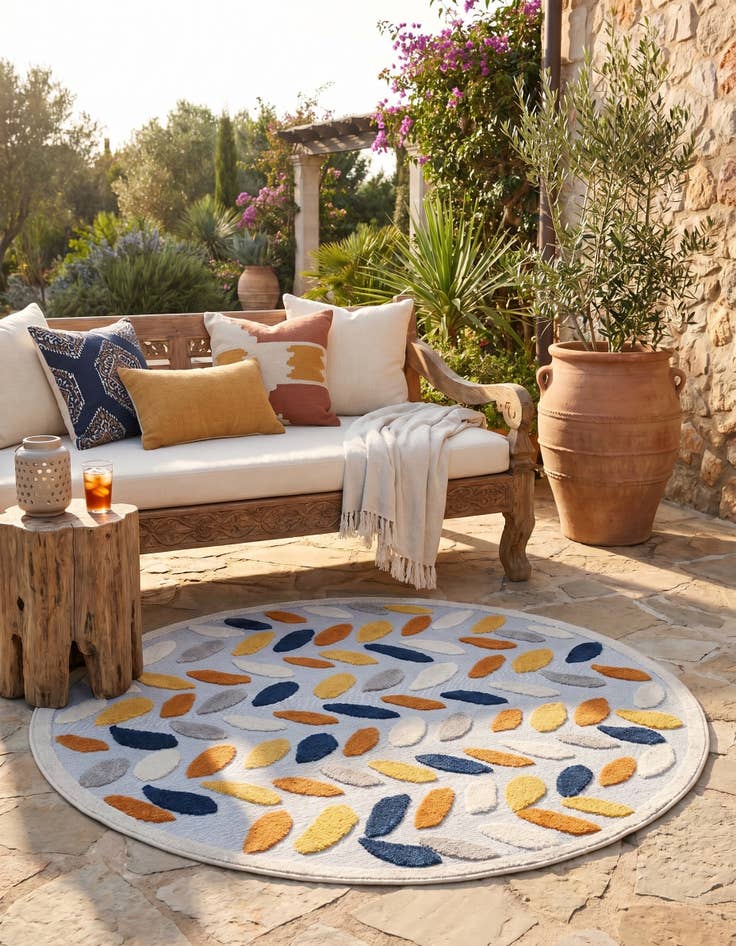 Detail image of 5' 3 x 5' 3 Easy-Clean Aruba Indoor / Outdoor Round Rug