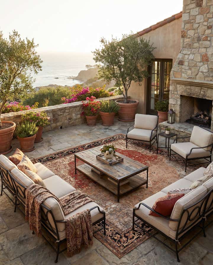 10' x 10' Easy-Clean Traditional Indoor / Outdoor Square Rug