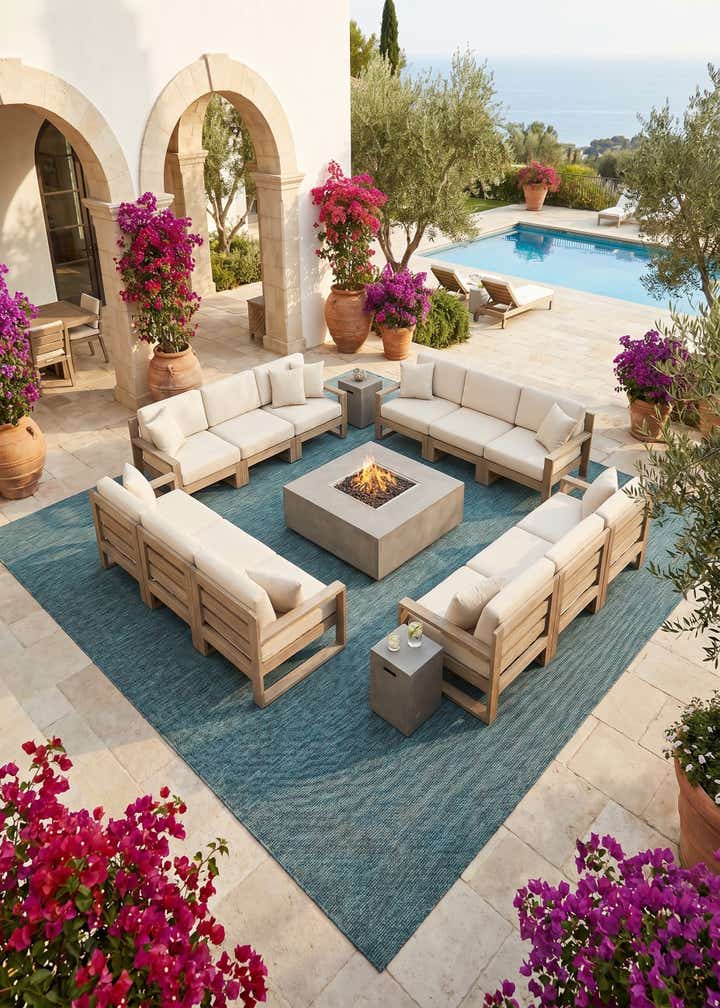 13' x 13' Easy-Clean Solid Indoor / Outdoor Square Rug