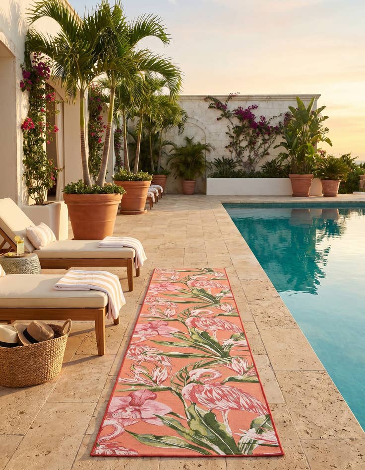 Detail image of 2' 7 x 12' Easy-Clean Botanical Indoor / Outdoor Runner Rug