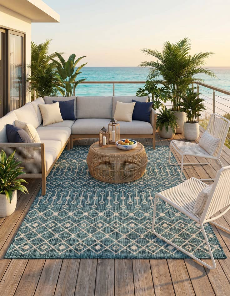 Detail image of 5' 3 x 8' Easy-Clean Trellis Indoor / Outdoor Rug