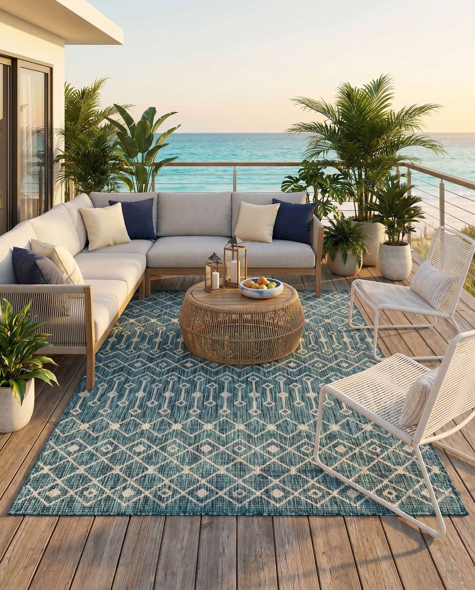 5' 3 x 8' Easy-Clean Lattice Indoor / Outdoor Rug
