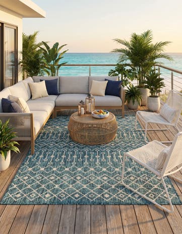 5' 3 x 8' Easy-Clean Lattice Indoor / Outdoor Rug