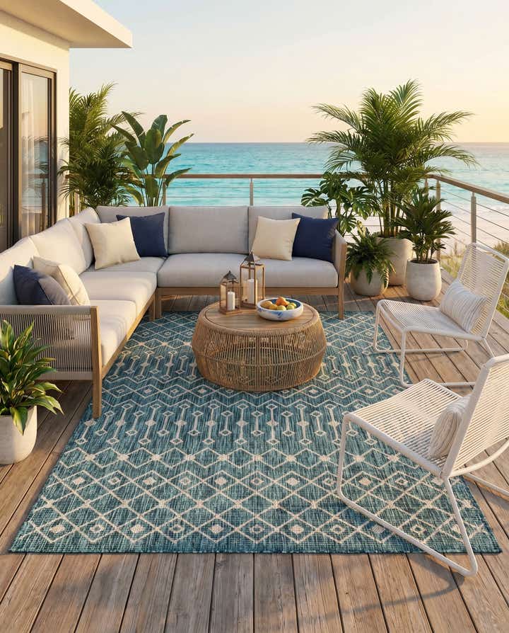 5' 3 x 8' Easy-Clean Lattice Indoor / Outdoor Rug