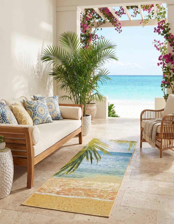 Detail image of 2' 7 x 5' 3 Easy-Clean Coastal Indoor / Outdoor Runner Rug