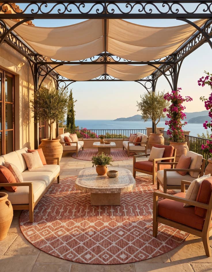 Detail image of 7' 10 x 10' Easy-Clean Lattice Indoor / Outdoor Oval Rug