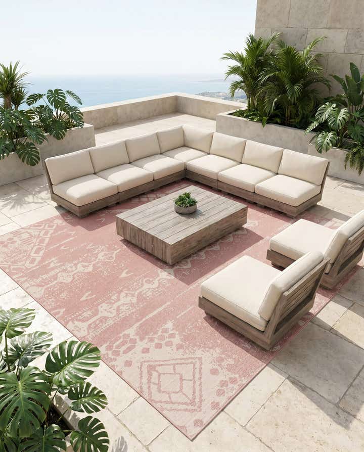 13' x 13' Easy-Clean Bohemian Indoor / Outdoor Square Rug