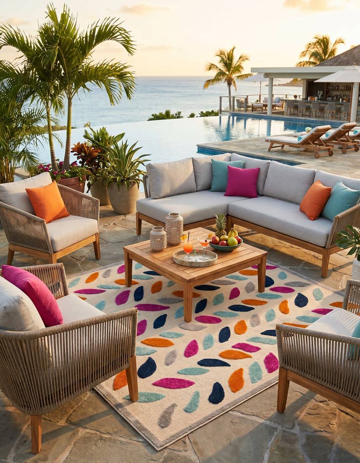 Detail image of 7' 10 x 7' 10 Easy-Clean Aruba Indoor / Outdoor Square Rug