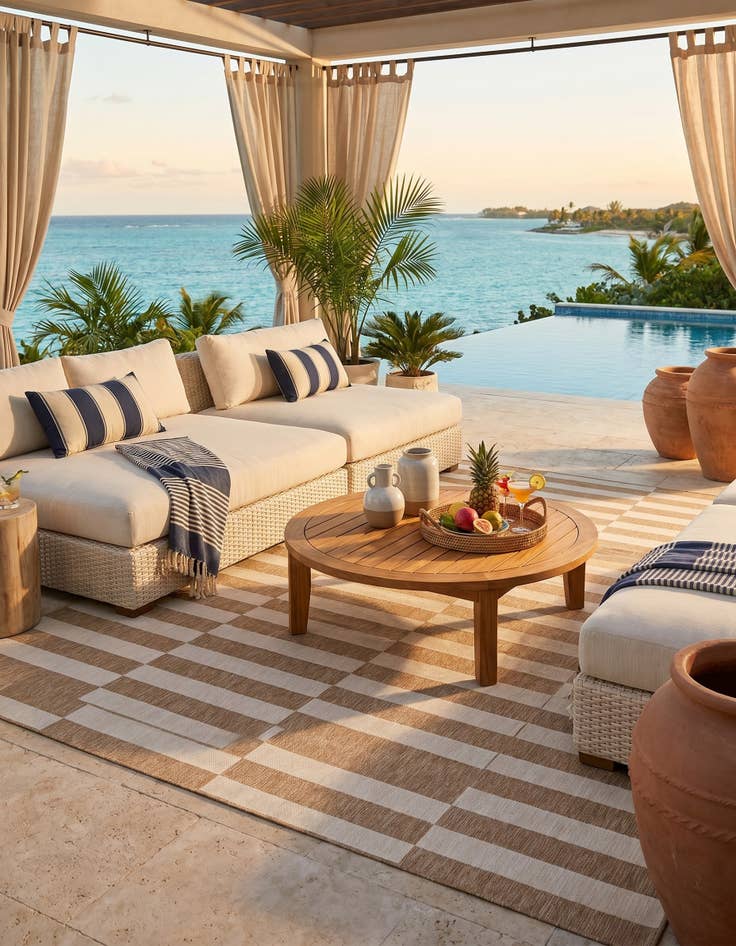 Detail image of 13' x 13' Easy-Clean Ribbon Indoor / Outdoor Square Rug