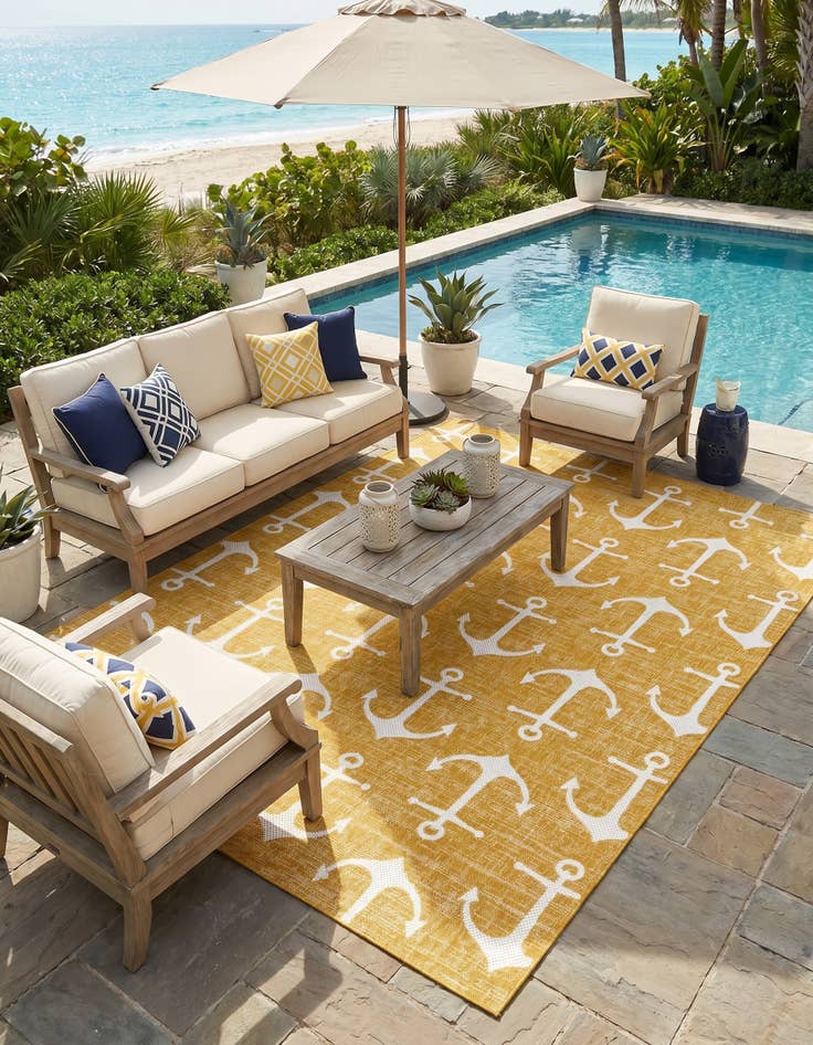 Detail image of 7' x 10' Easy-Clean Coastal Indoor / Outdoor Rug