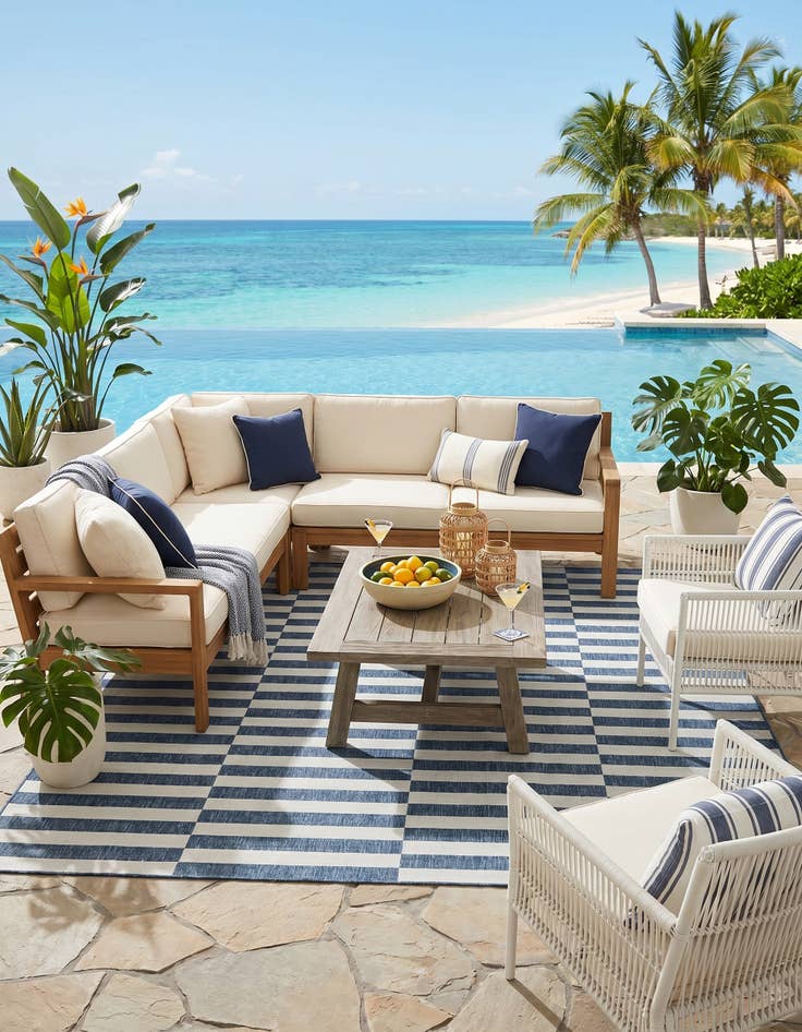 Detail image of 10' x 10' Easy-Clean Ribbon Indoor / Outdoor Square Rug