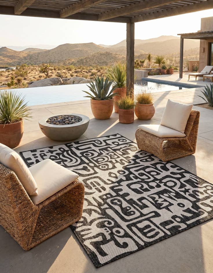 Detail image of 4' x 6' Easy-Clean Modern Indoor / Outdoor Rug