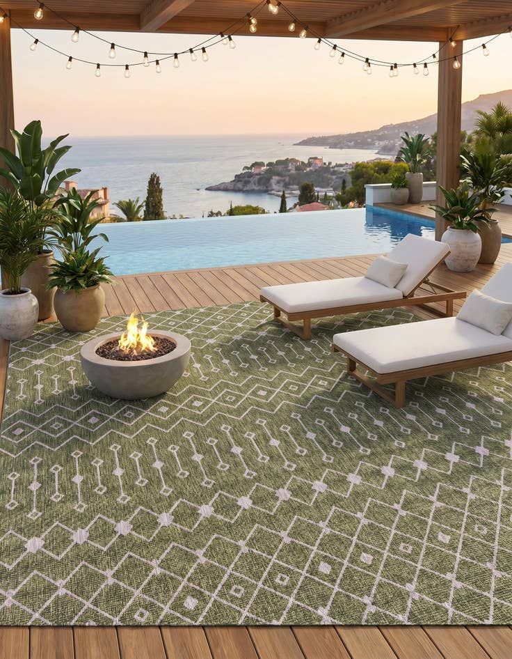 Detail image of 10' 8 x 10' 8 Easy-Clean Trellis Indoor / Outdoor Square Rug