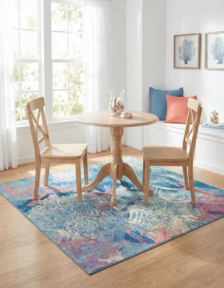 Detail image of 5' 3 x 5' 3 Easy-Clean Coastal Indoor / Outdoor Square Rug