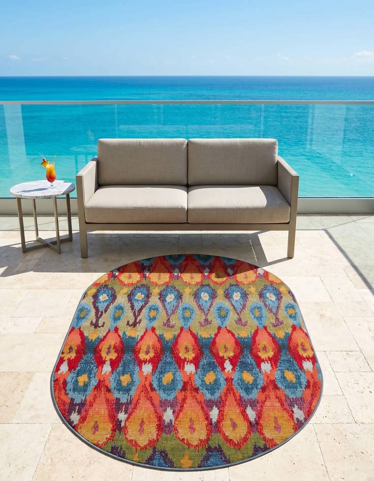 Detail image of 4' x 6' Easy-Clean Modern Indoor / Outdoor Oval Rug