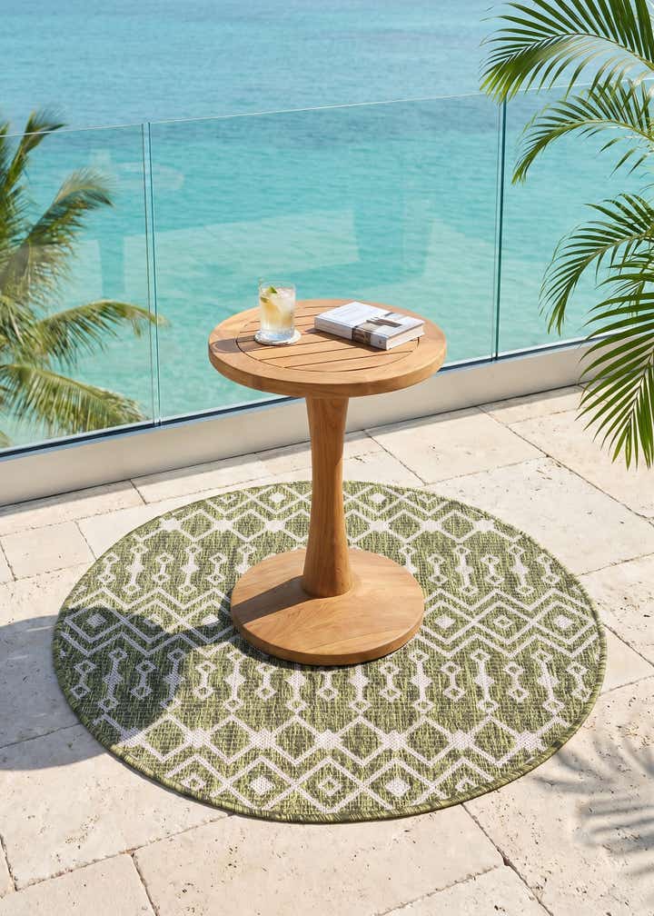 3' x 3' Easy-Clean Trellis Indoor / Outdoor Round Rug