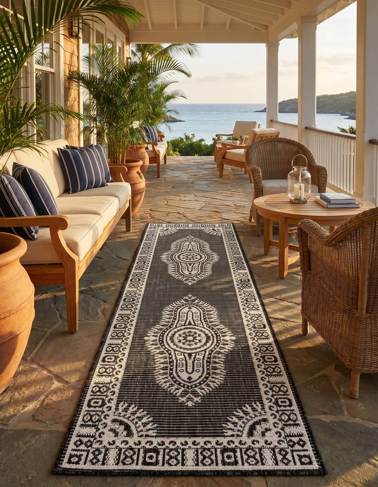 Detail image of 2' x 6' Easy-Clean Traditional Indoor / Outdoor Runner Rug