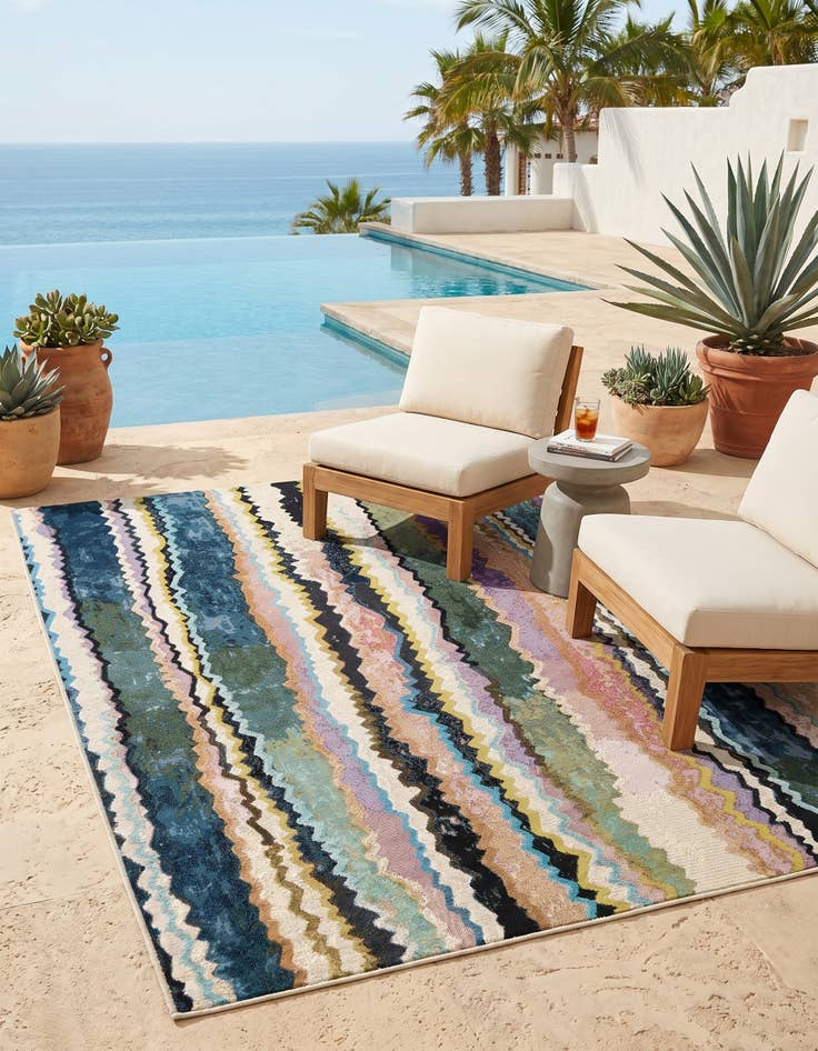 Detail image of 5' x 7' Easy-Clean Modern Indoor / Outdoor Rug