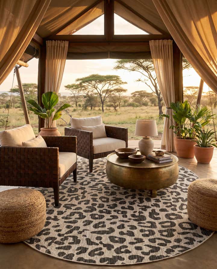 7' 10 x 10' Easy-Clean Safari Indoor / Outdoor Oval Rug