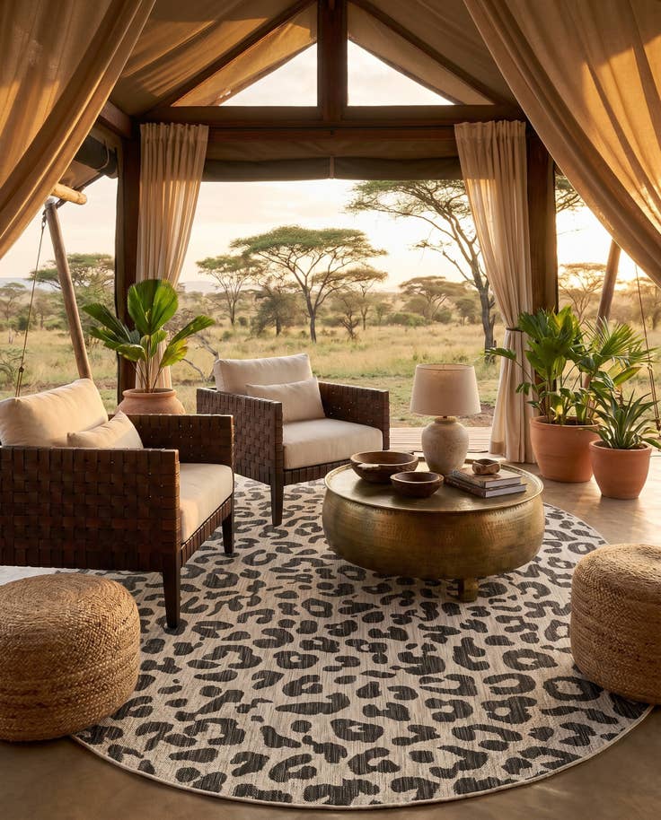 Detail image of 7' 10 x 10' Easy-Clean Safari Indoor / Outdoor Oval Rug
