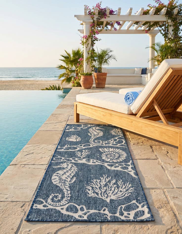 Detail image of 2' x 5' 3 Easy-Clean Coastal Indoor / Outdoor Runner Rug