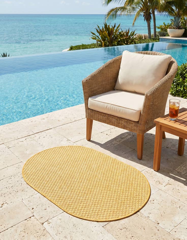 Detail image of 2' x 3' Easy-Clean Solid Indoor / Outdoor Oval Rug