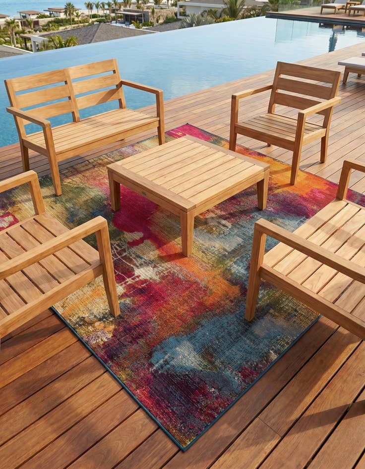 Detail image of 6' x 6' Easy-Clean Modern Indoor / Outdoor Square Rug