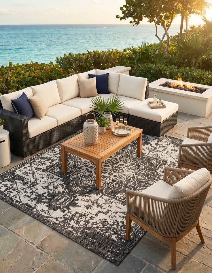 Detail image of 7' 10 x 10' Easy-Clean Jill Zarin Dubai Indoor / Outdoor Rug
