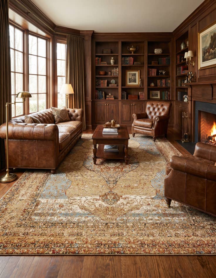 Detail image of 9' x 12' Easy-Clean Traditional Indoor / Outdoor Rug