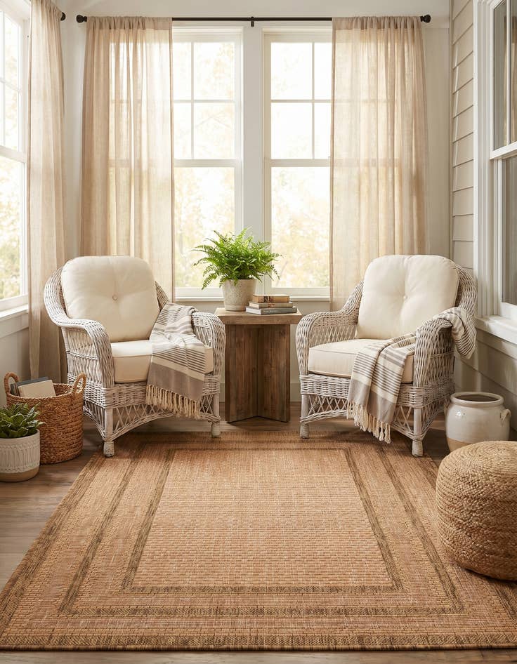 Detail image of 3' 3 x 5' Easy-Clean Border Indoor / Outdoor Rug