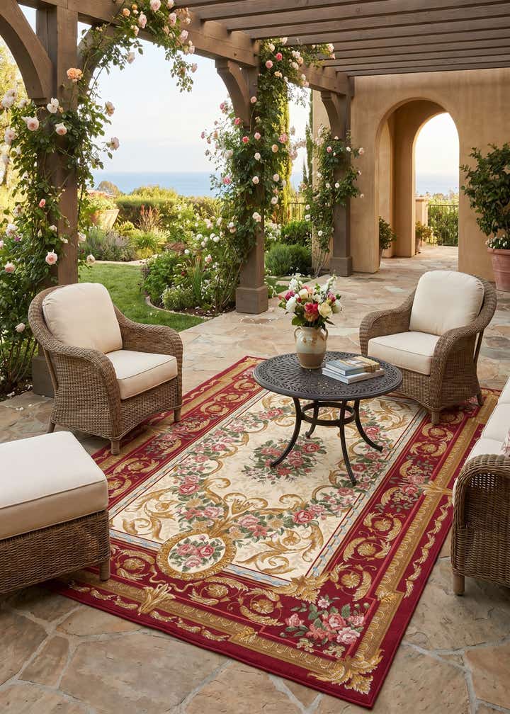 5' x 8' Easy-Clean Traditional Indoor / Outdoor Rug