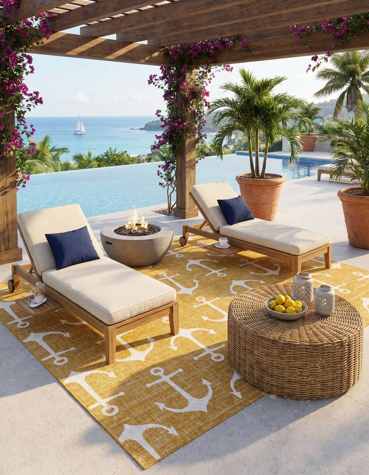 Detail image of 7' x 10' Easy-Clean Coastal Indoor / Outdoor Rug