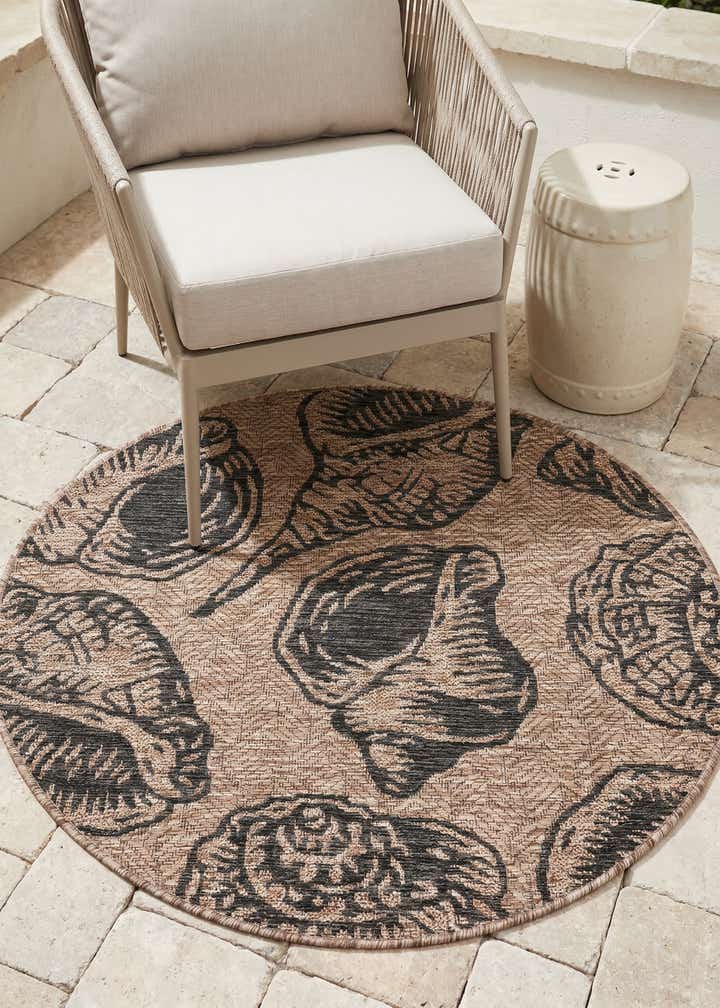 3' x 3' Easy-Clean Coastal Indoor / Outdoor Round Rug