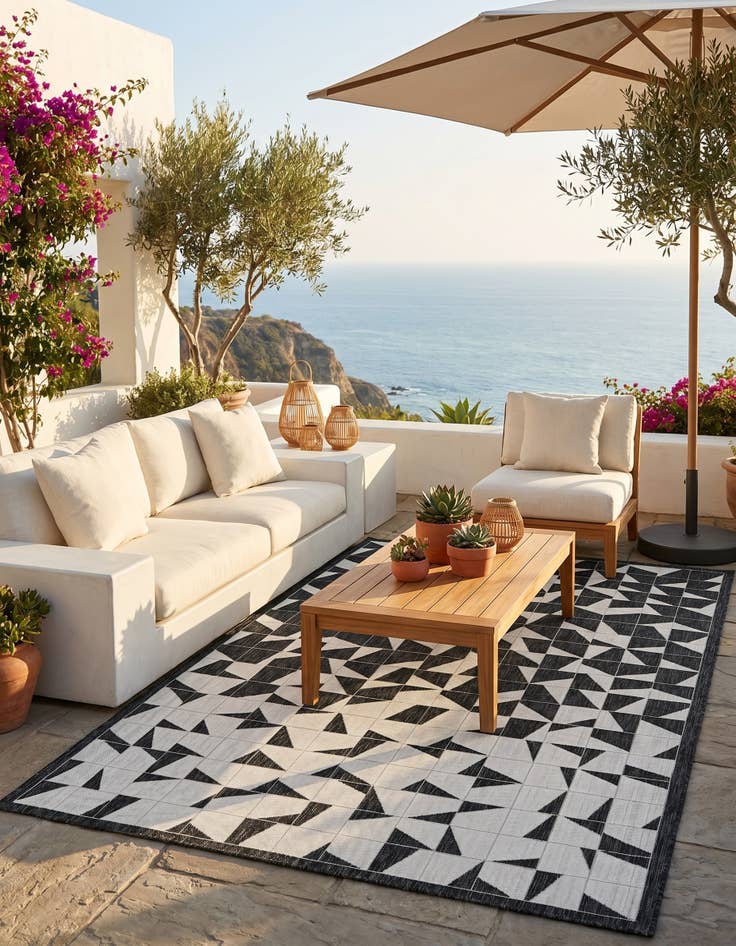 Detail image of 7' x 10' Easy-Clean Modern Indoor / Outdoor Rug