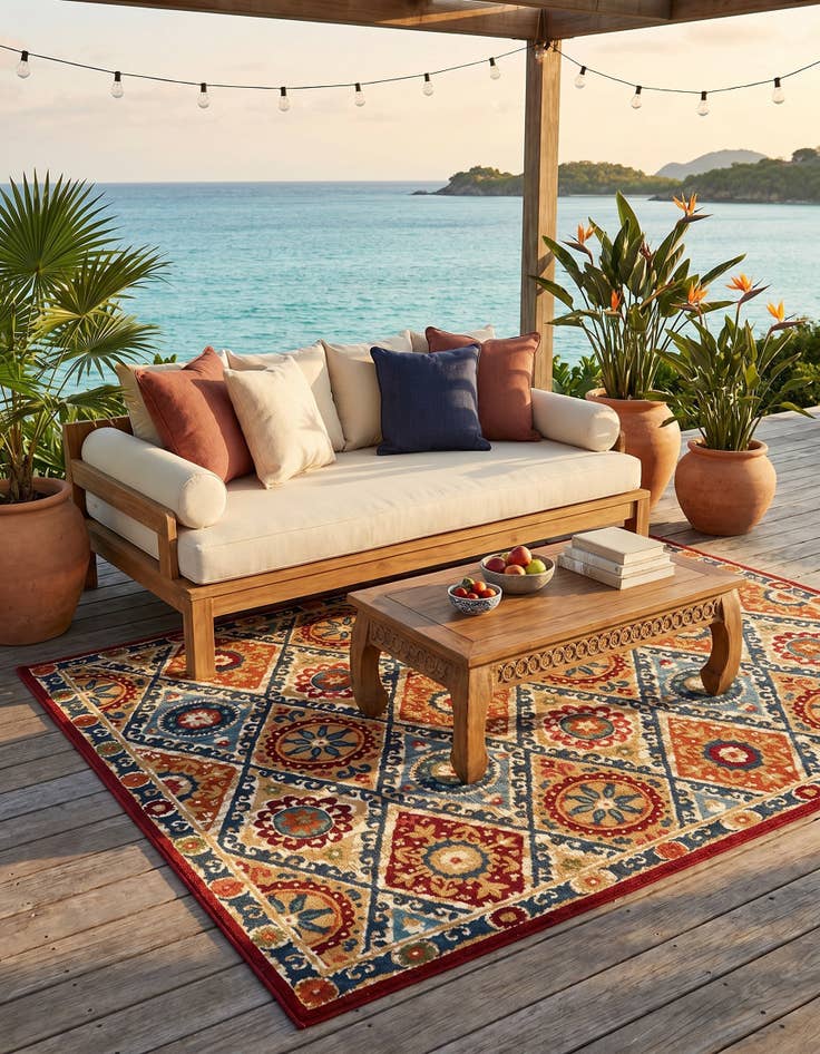 Detail image of 7' 10 x 7' 10 Easy-Clean Modern Indoor / Outdoor Square Rug