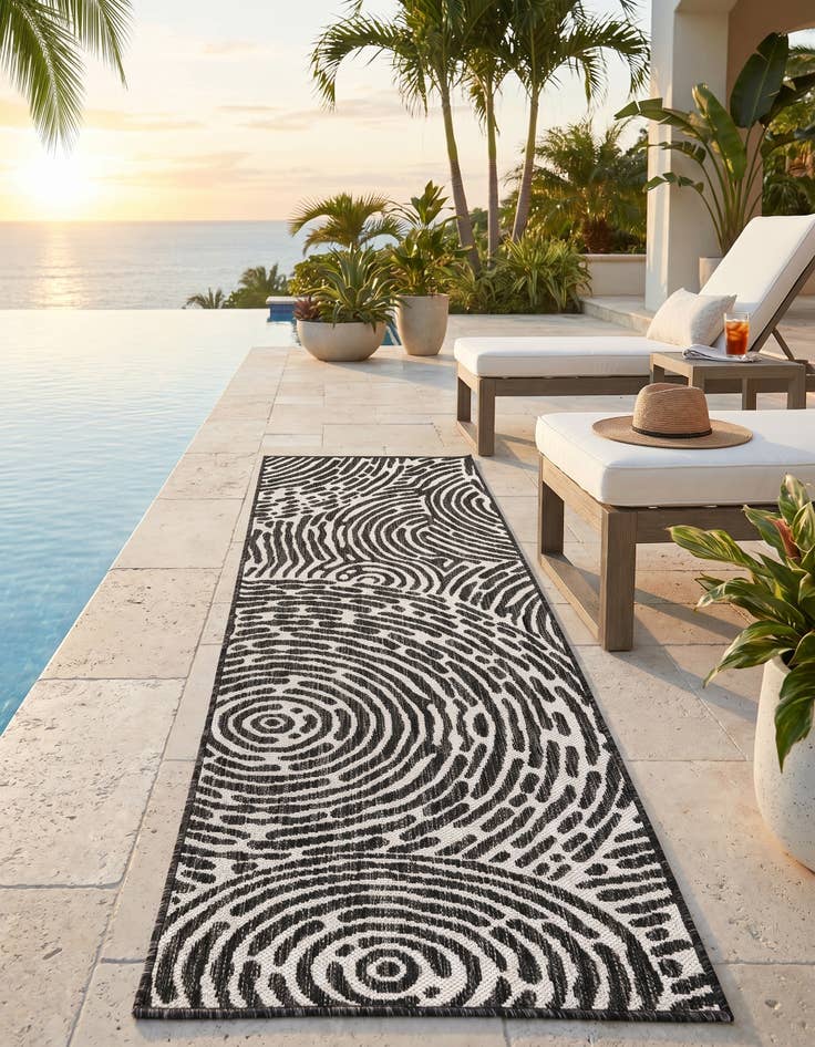 Detail image of 2' x 6' Easy-Clean Modern Indoor / Outdoor Runner Rug