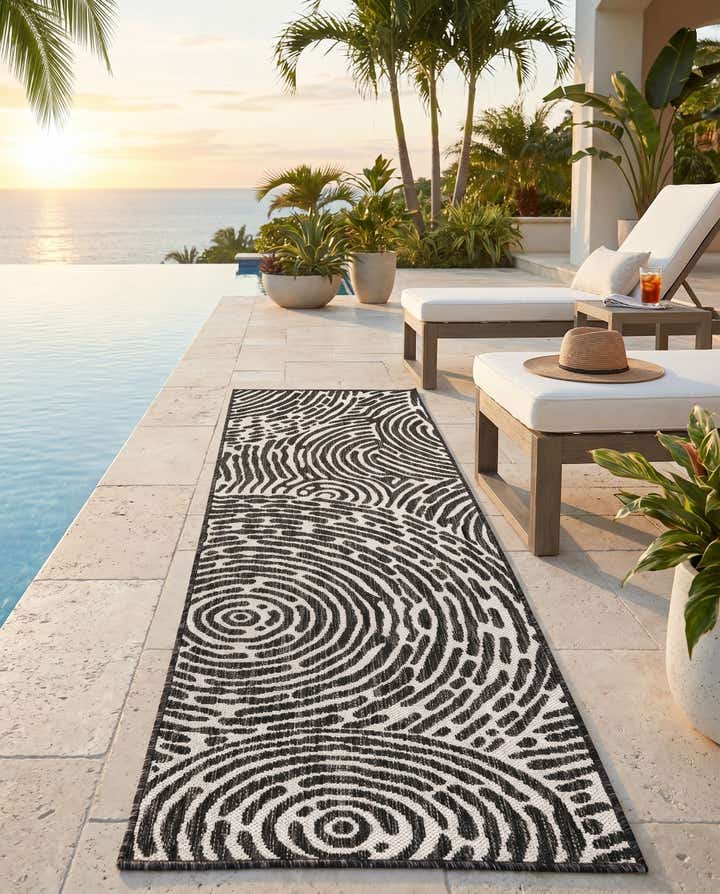 2' x 6' Easy-Clean Modern Indoor / Outdoor Runner Rug