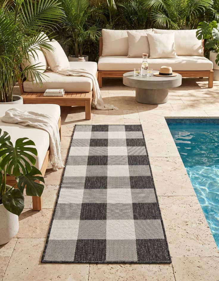 Detail image of 2' x 5' 3 Easy-Clean Checkered Indoor / Outdoor Runner Rug