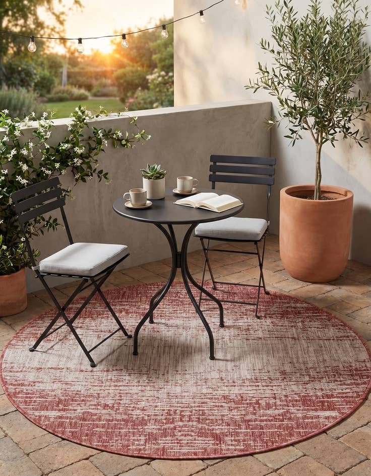 Detail image of 4' x 4' Easy-Clean Modern Indoor / Outdoor Round Rug