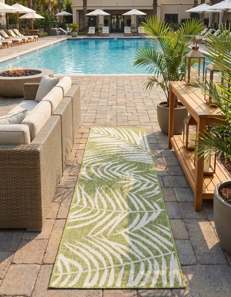 Detail image of 2' x 6' Easy-Clean Botanical Indoor / Outdoor Runner Rug