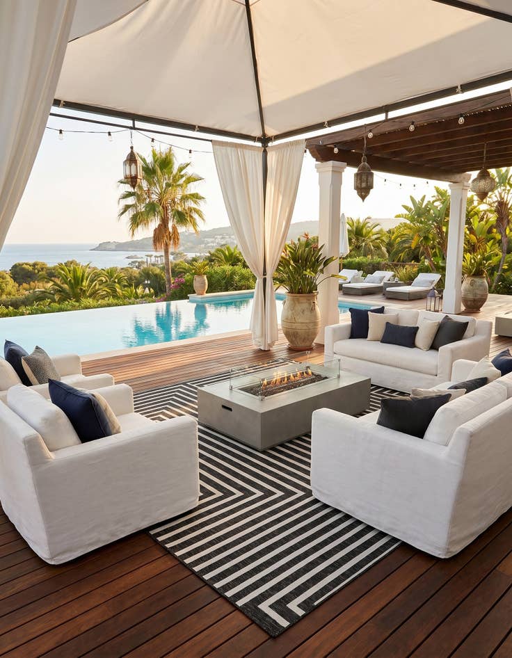 Detail image of 10' x 10' Easy-Clean Modern Indoor / Outdoor Square Rug